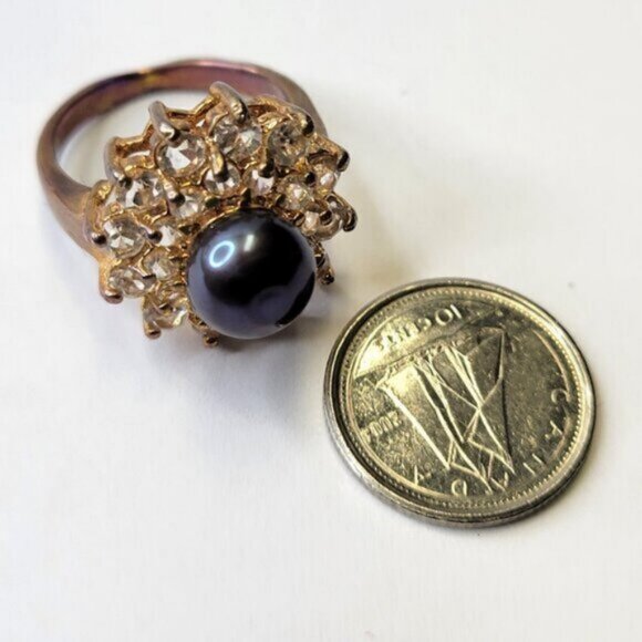 Genuine Small Black Pearl Ring Size 5.25 - Picture 5 of 15